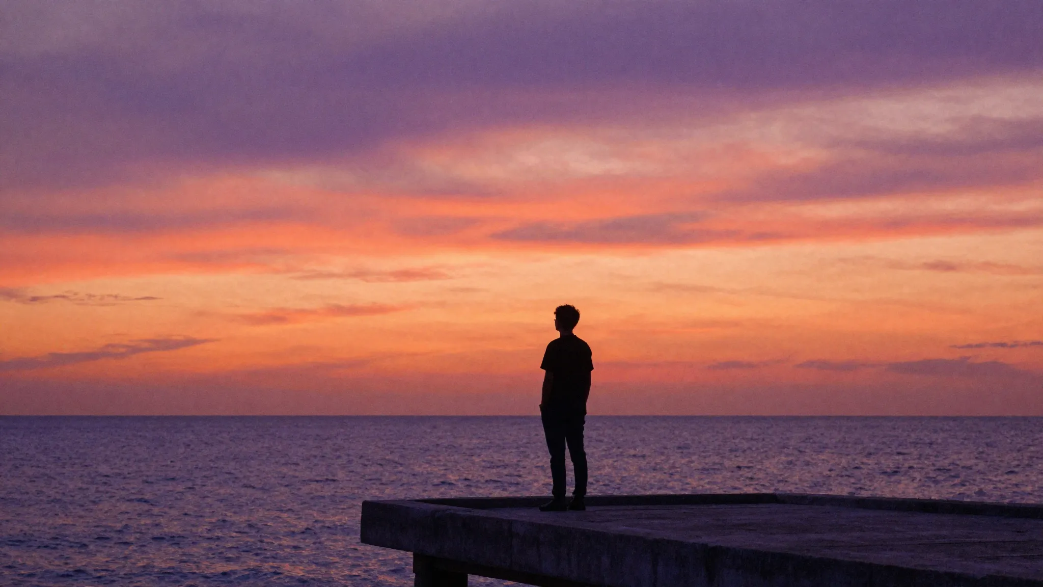 Watercolor style. A silhouette of a person standing on a pie...