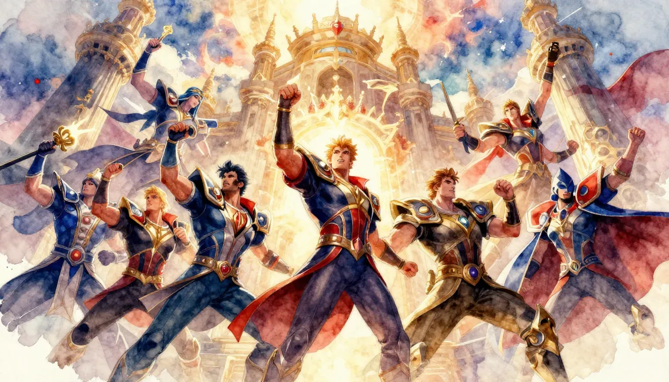 Vibrant watercolor style. Epic classical orchestral album co...