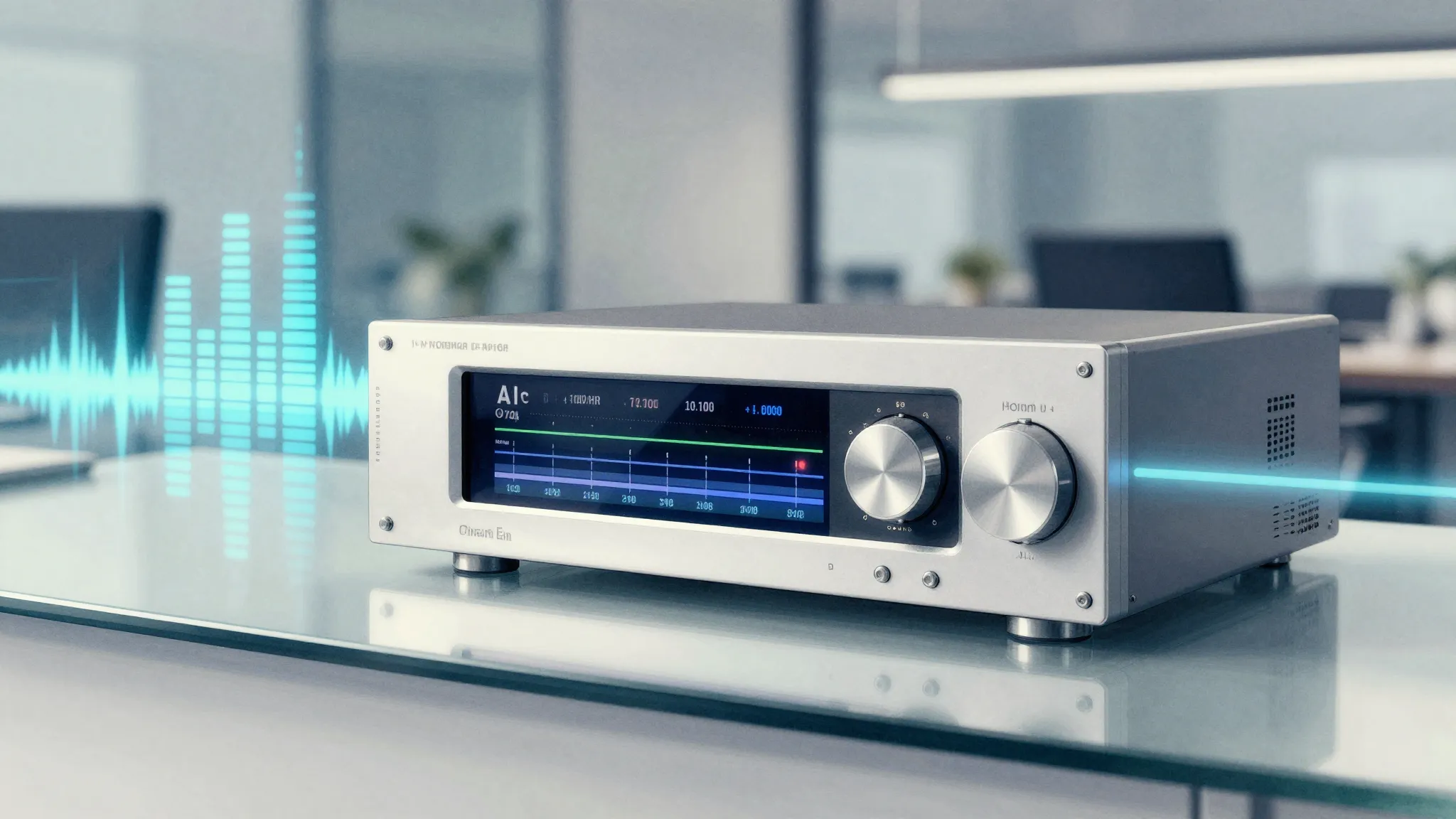 Watercolor style. Abstract digital sound waves and equalizer...