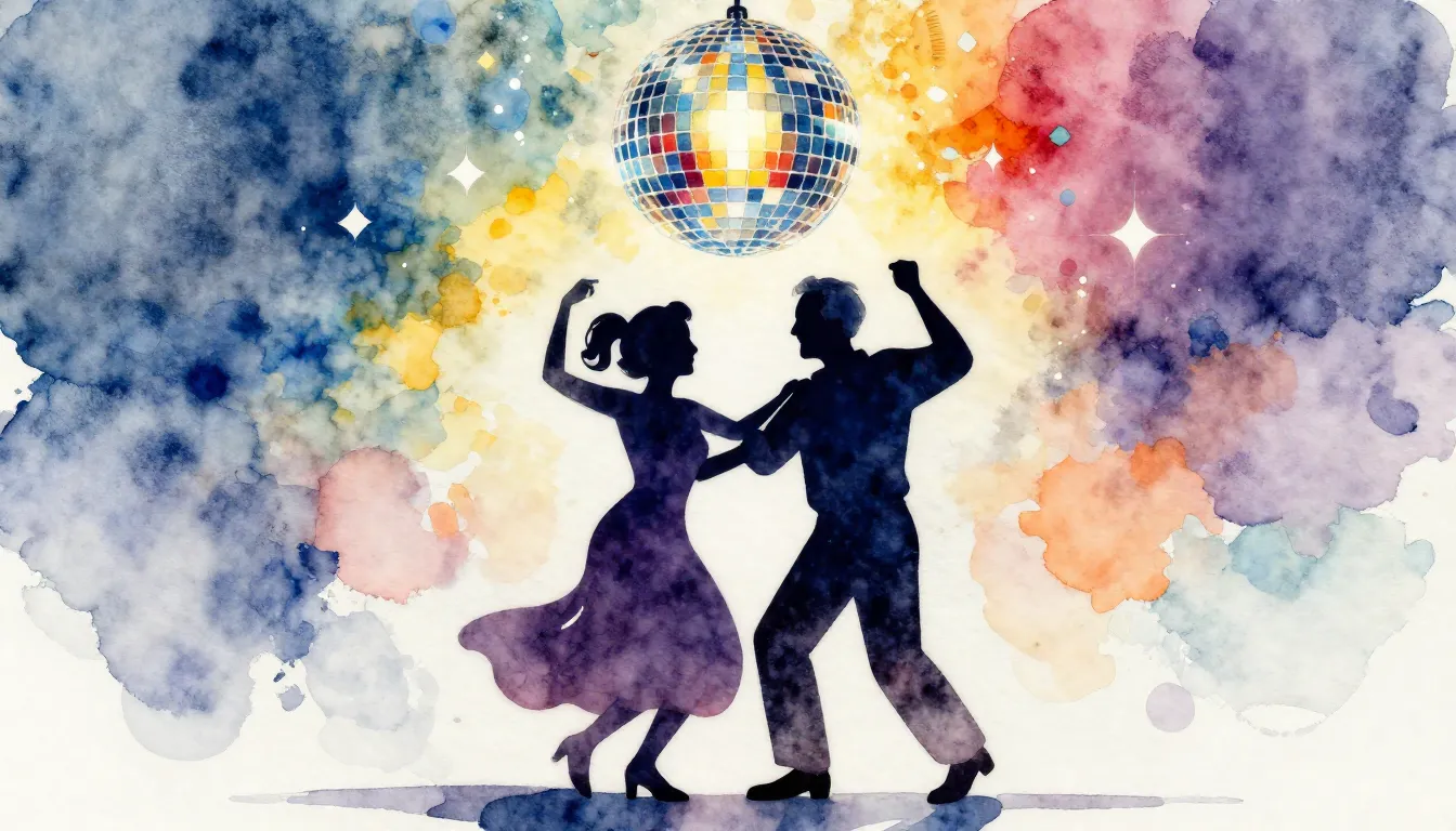 Watercolor style. A funny silhouette of an elderly couple da...