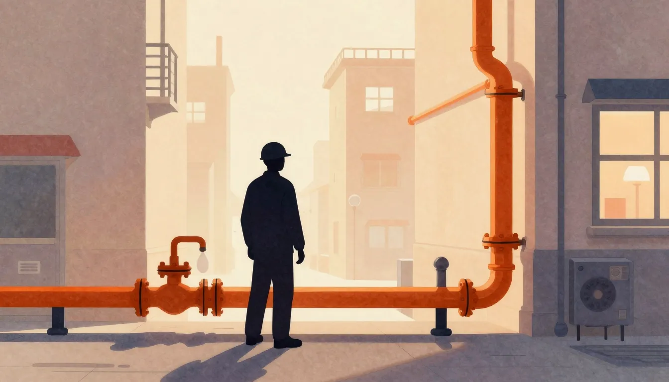 Watercolor style. Silhouette of a worker standing near glowi...