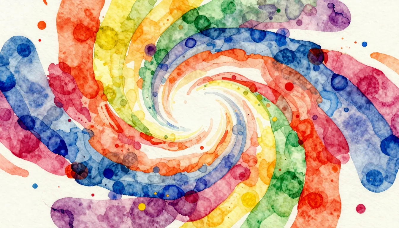 Vibrant watercolor style. Vibrant dance music album cover. A...