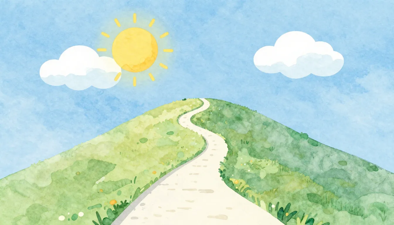 Watercolor style. A minimalist illustration of a winding pat...