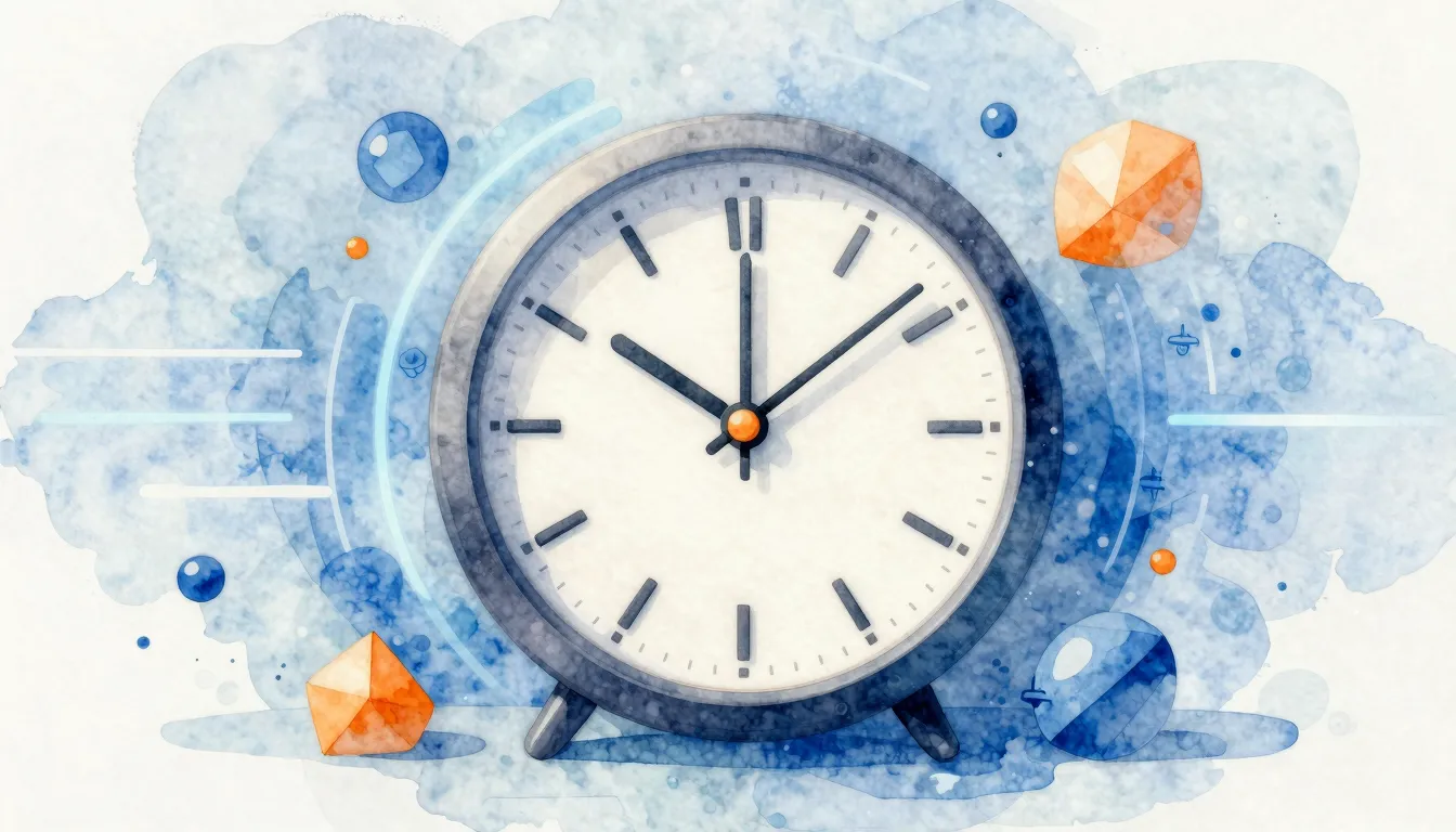 Watercolor style. A stylized digital clock showing connectiv...