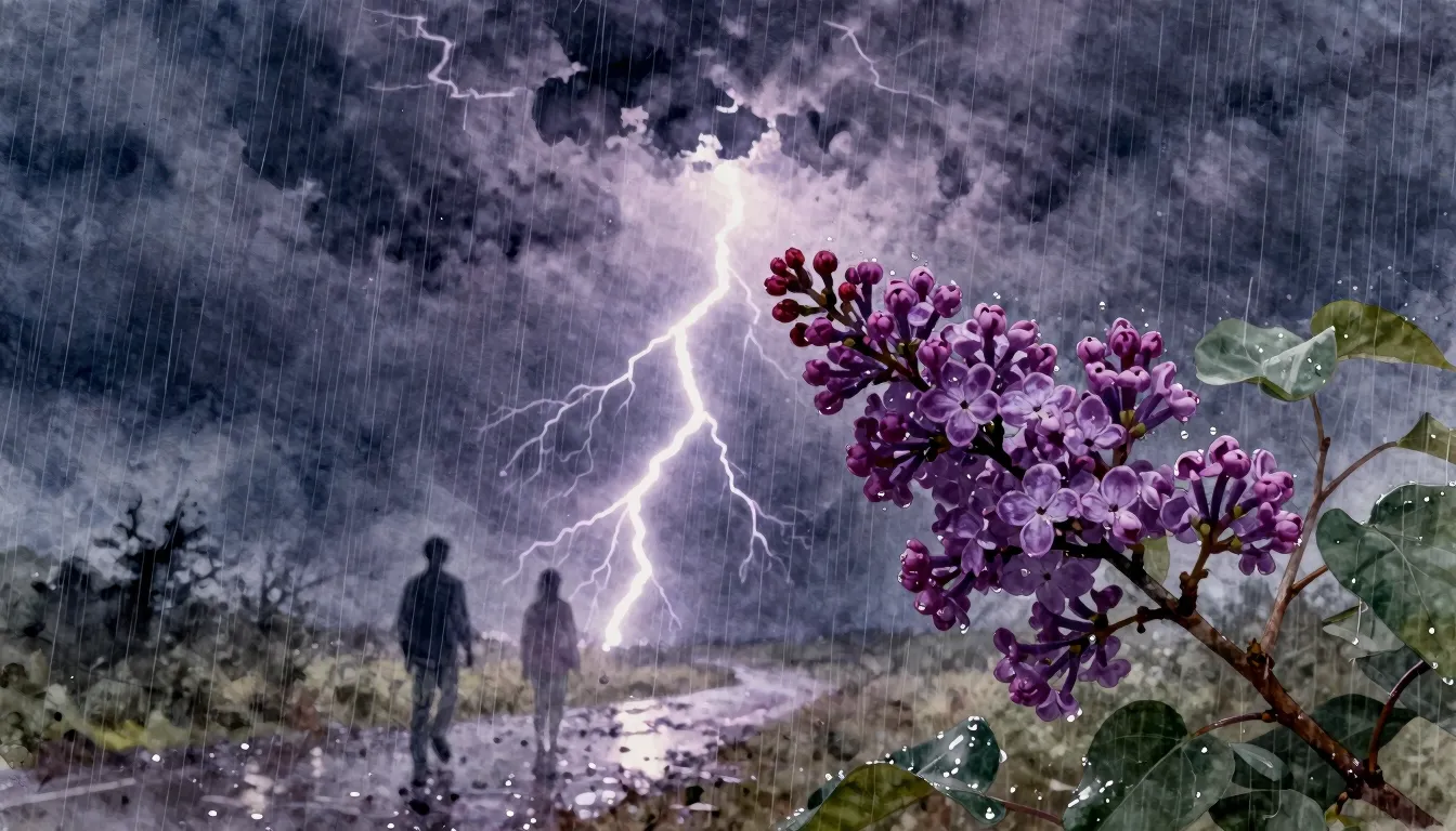 Vibrant watercolor style. Dramatic, melancholic album cover....