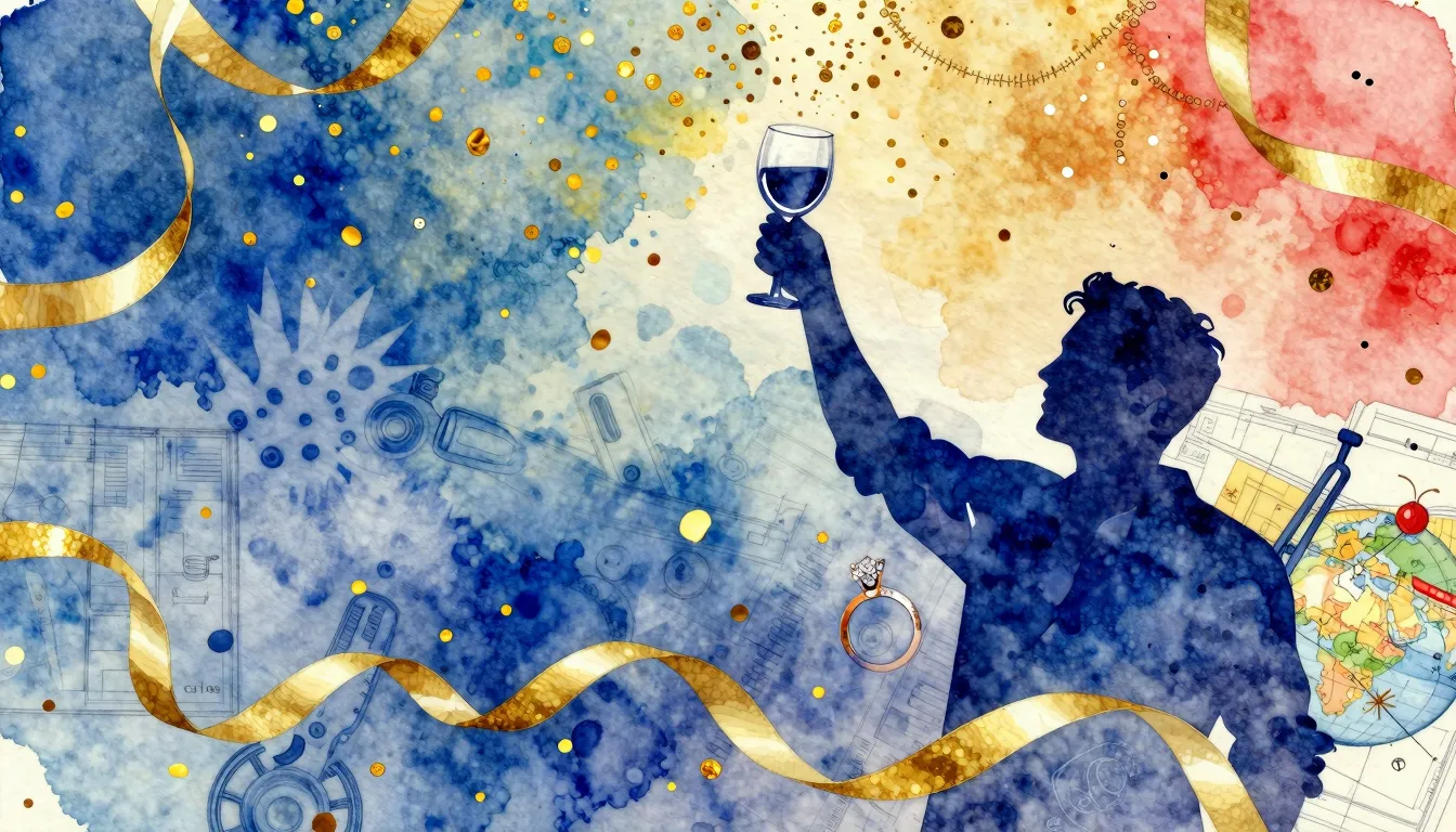Vibrant watercolor style. Birthday song. A vibrant, celebrat...