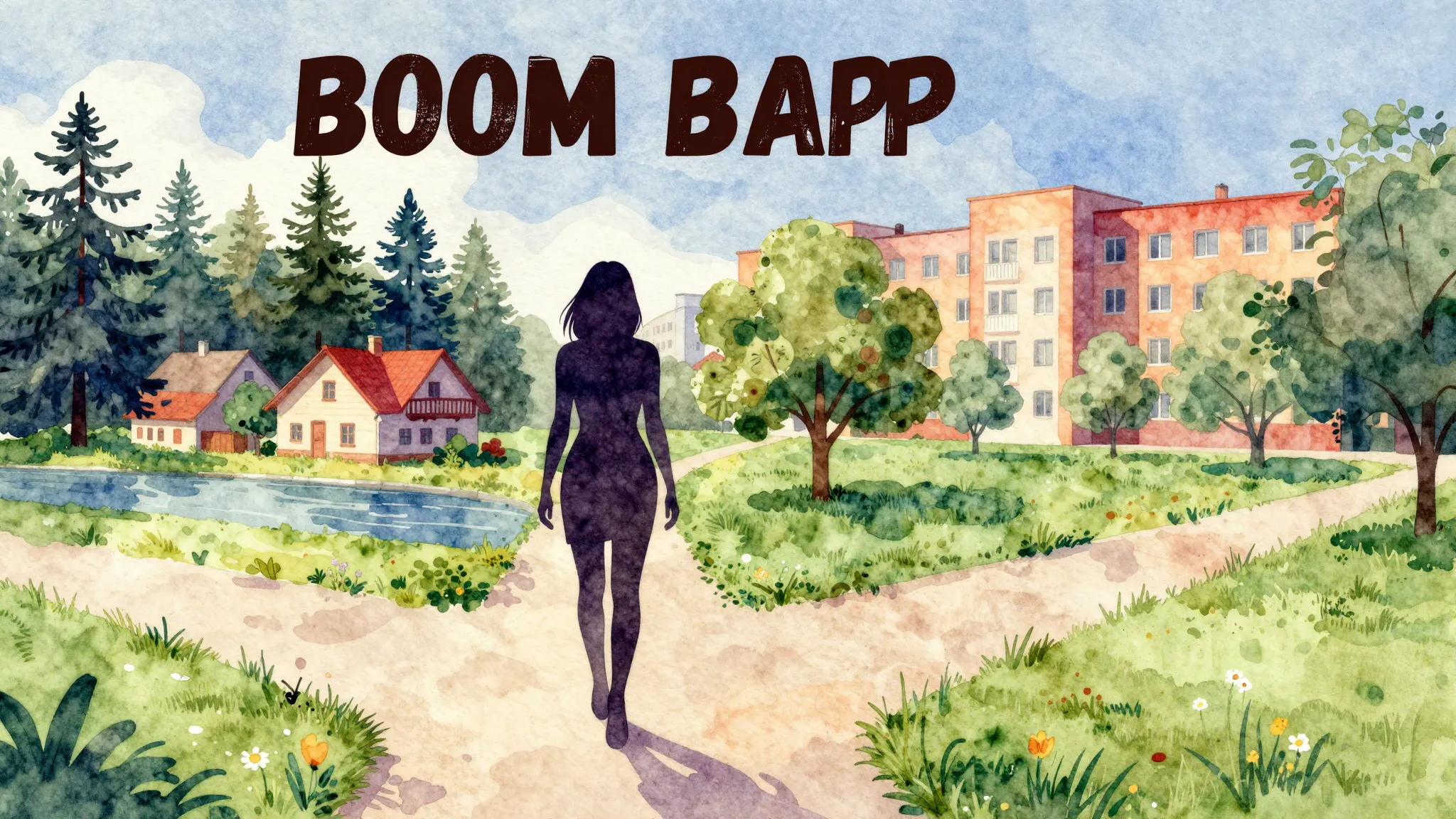 Vibrant watercolor style. Boom Bap Rap album cover. A styliz...