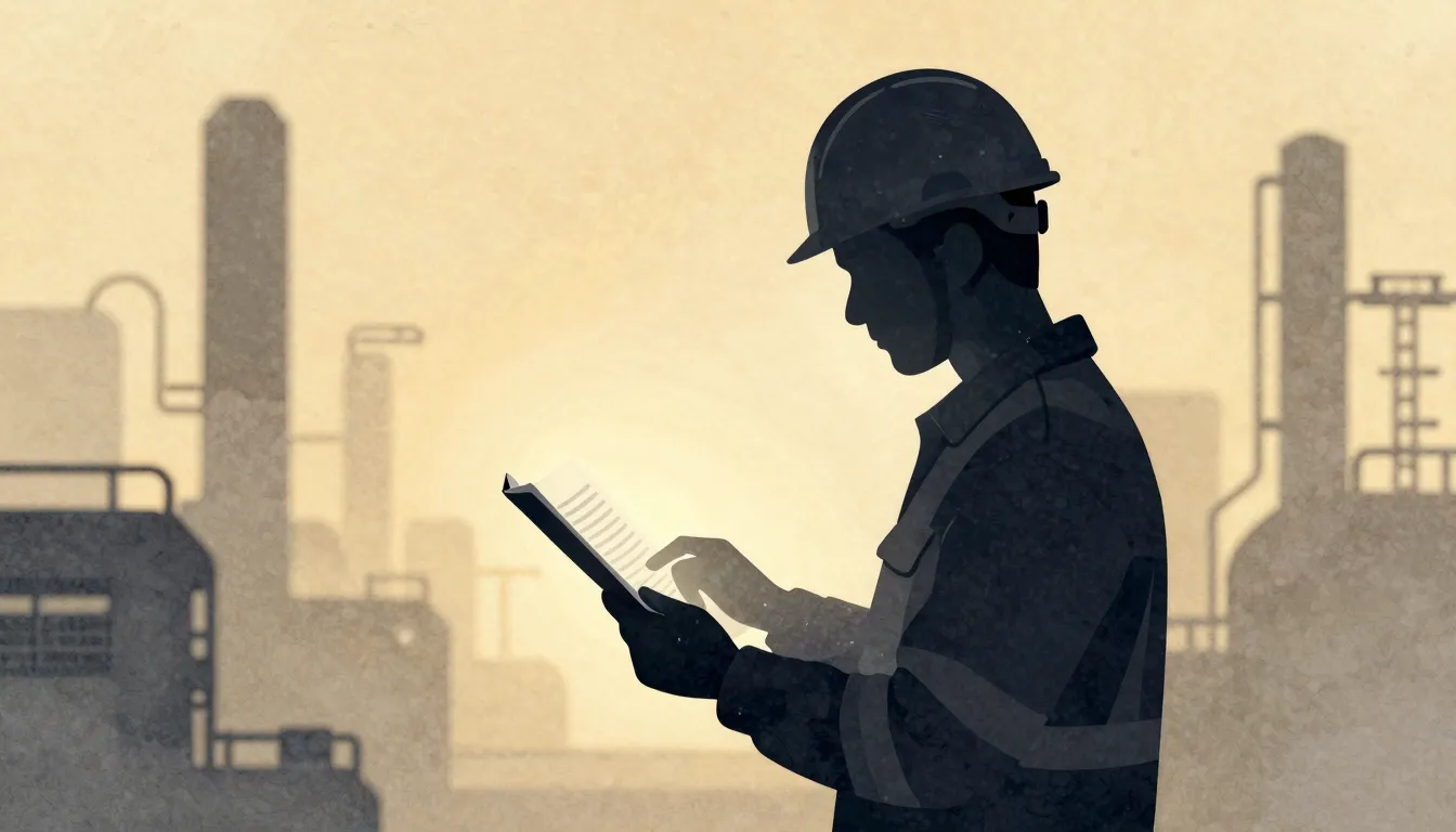 Watercolor style. Silhouette of a worker in a safety helmet ...
