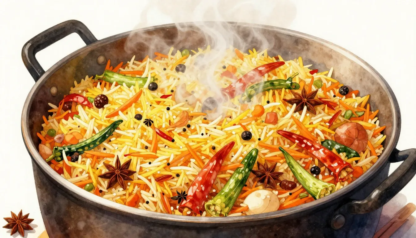 Watercolor style. Close-up of a large traditional cauldron f...