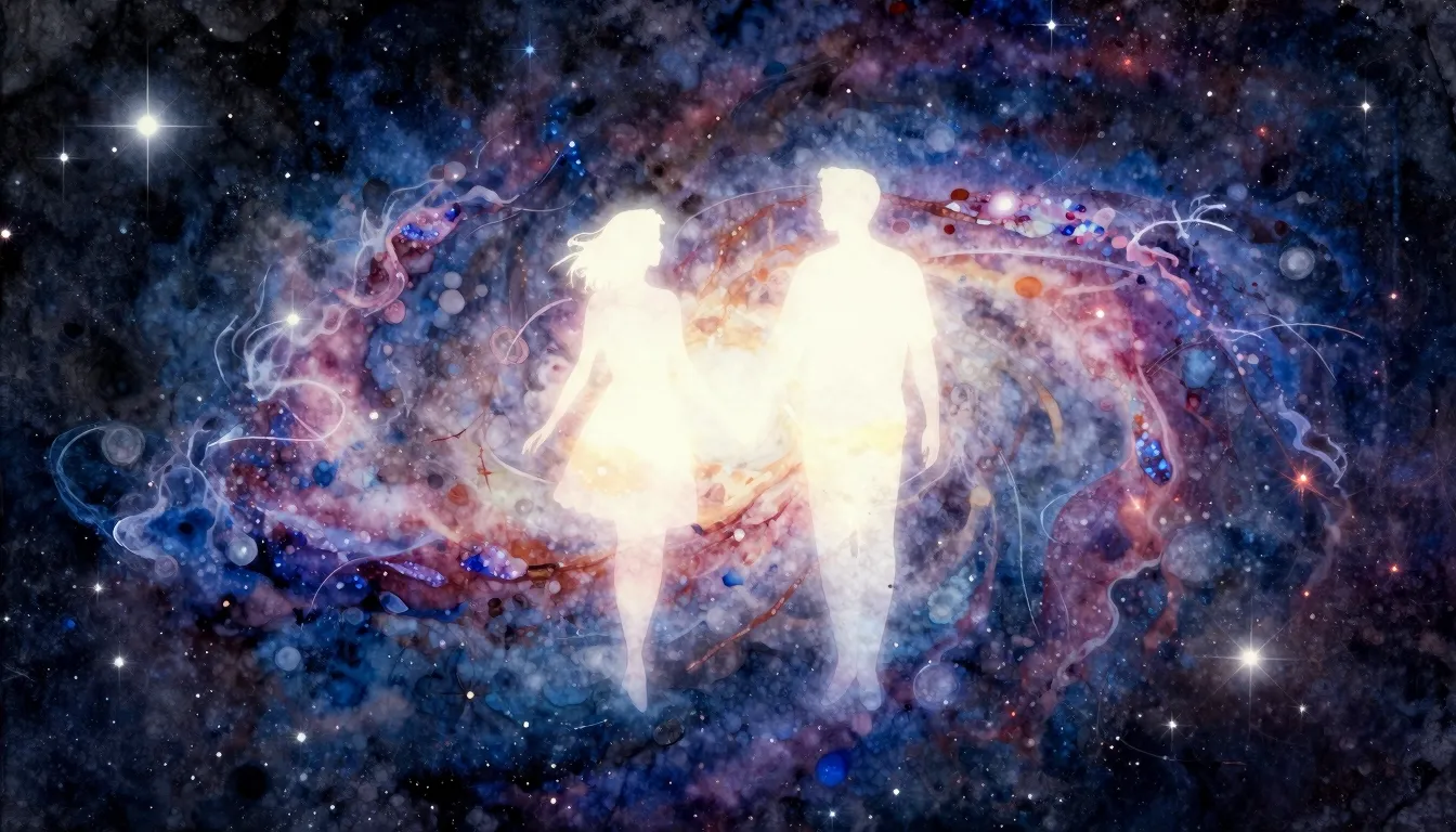 Watercolor style. A beautiful abstract representation of two...