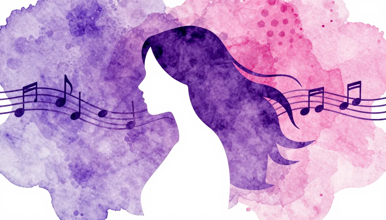 Watercolor style. A stylized, minimalist graphic of a woman'...