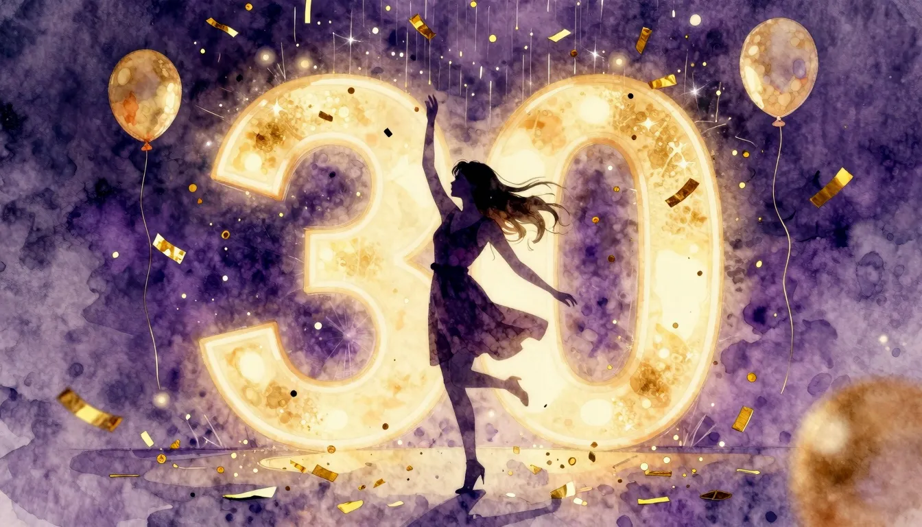 Watercolor style. A silhouette of a woman dancing under a sh...