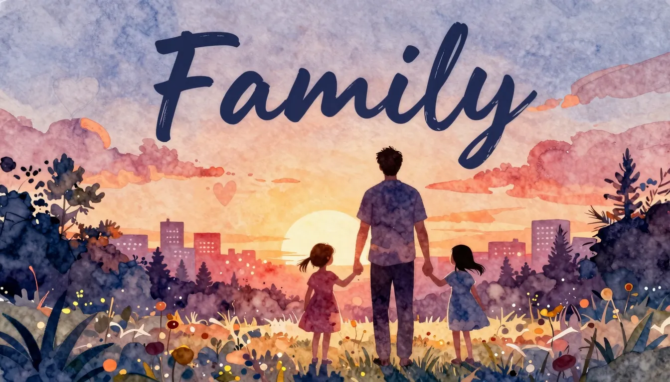 Vibrant watercolor style. Rap song cover: Family, love, jour...