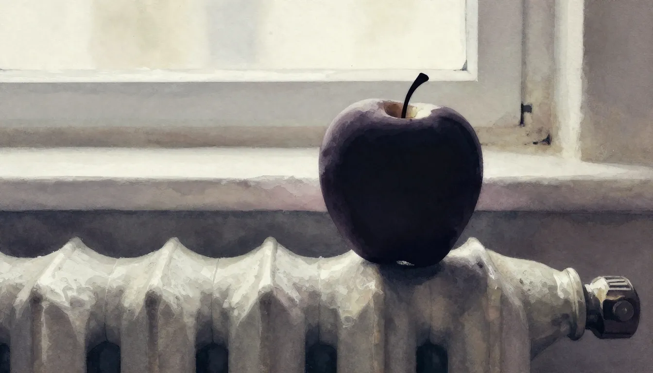 Watercolor style. A silhouette of a round apple sitting on a...