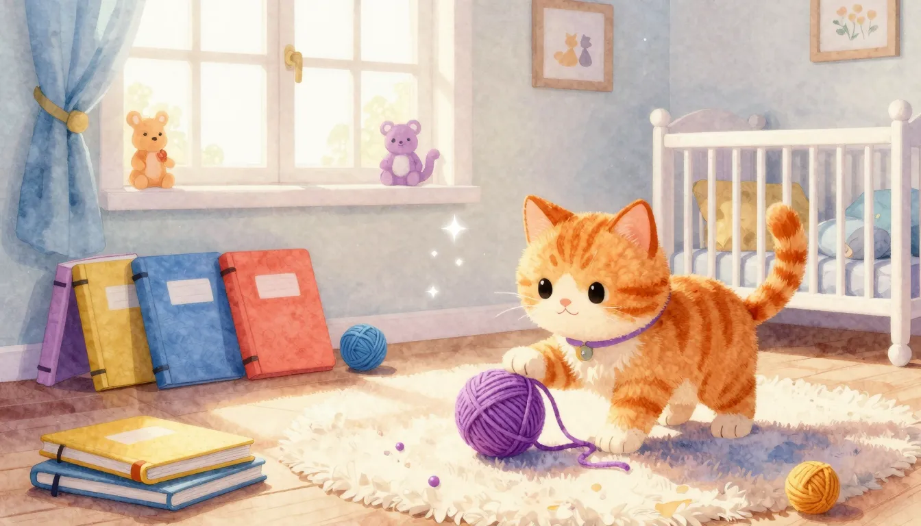 Watercolor style. A bright nursery room with many colorful n...