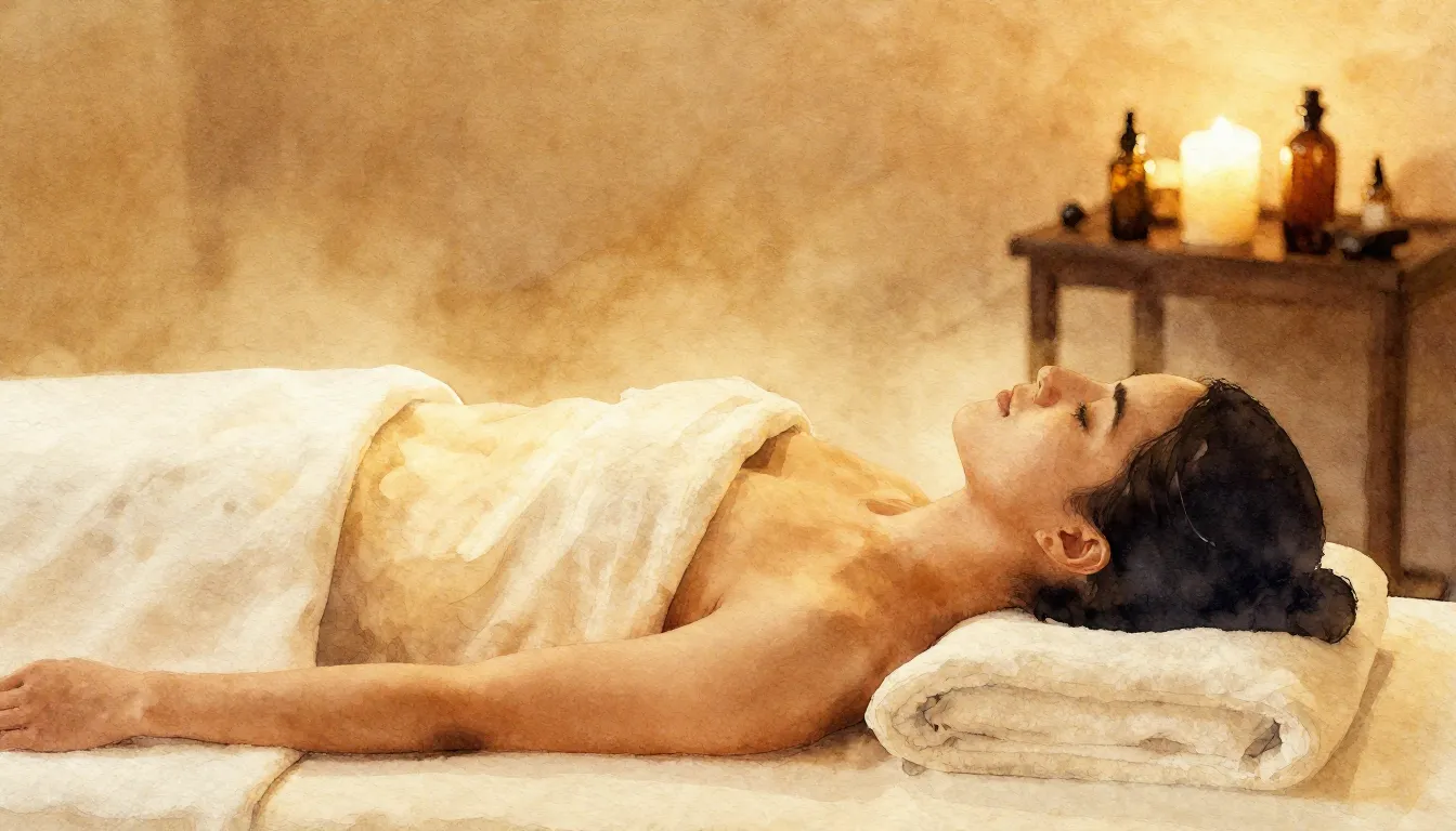 Watercolor style. Abstract silhouette of a person relaxing, ...