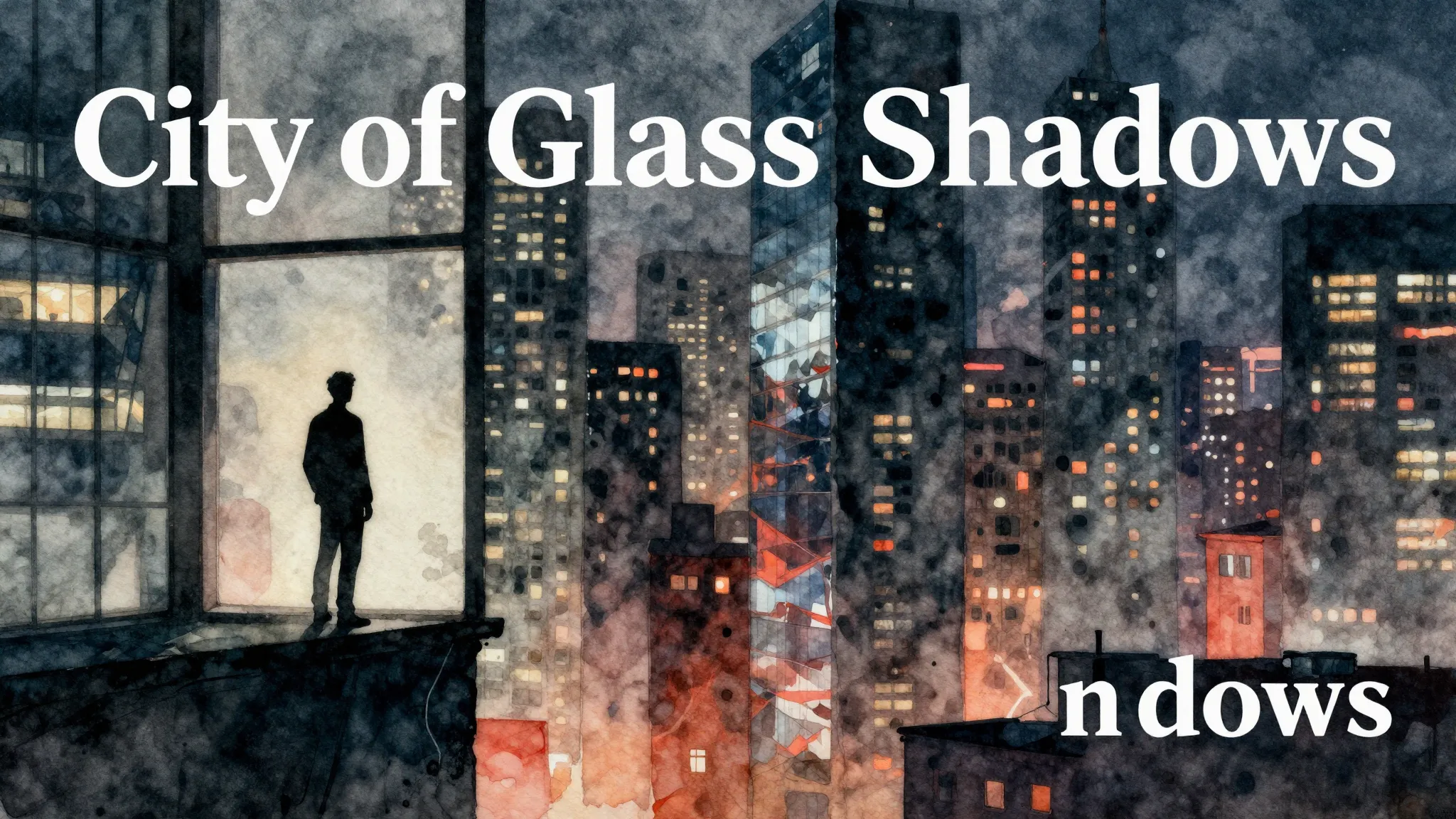 Vibrant watercolor style. Rock album cover: "City of Glass S...