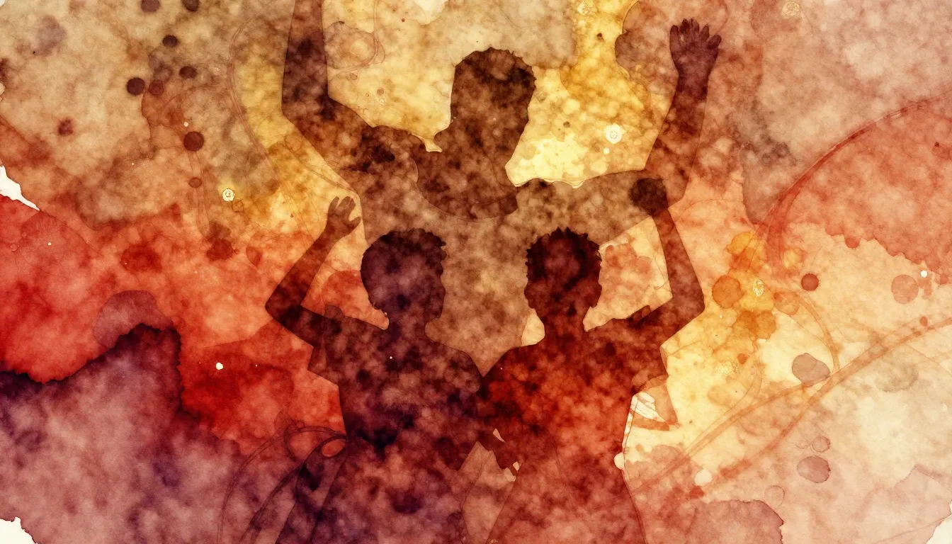 Vibrant watercolor style. Rock album cover: abstract, powerf...