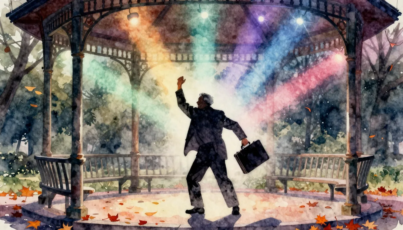 Watercolor style. Silhouette of an elderly man with a briefc...