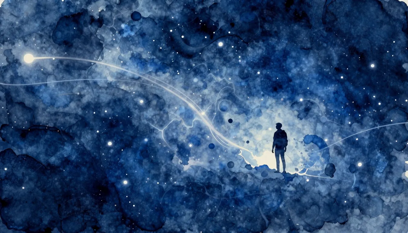 Watercolor style. Abstract digital art, glowing ethereal par...