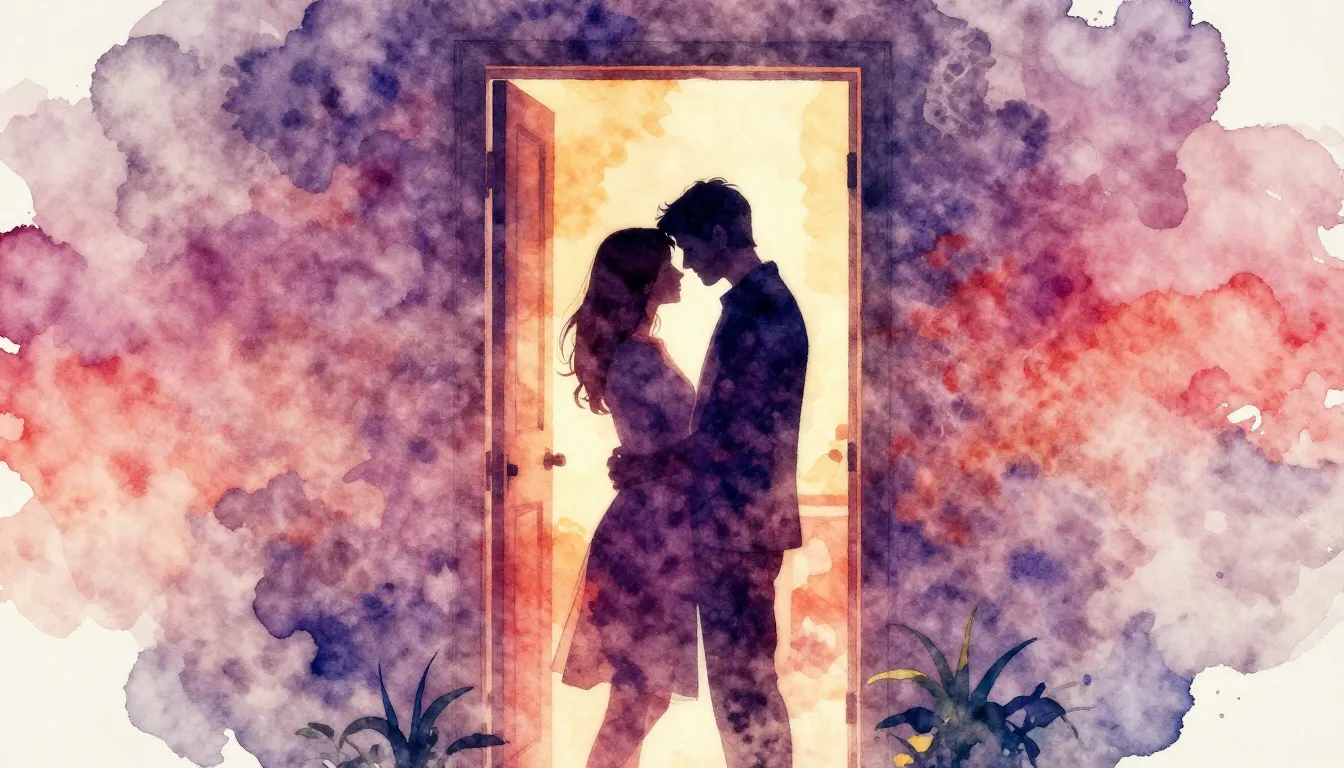 Vibrant watercolor style. Rock album cover. A silhouette of ...