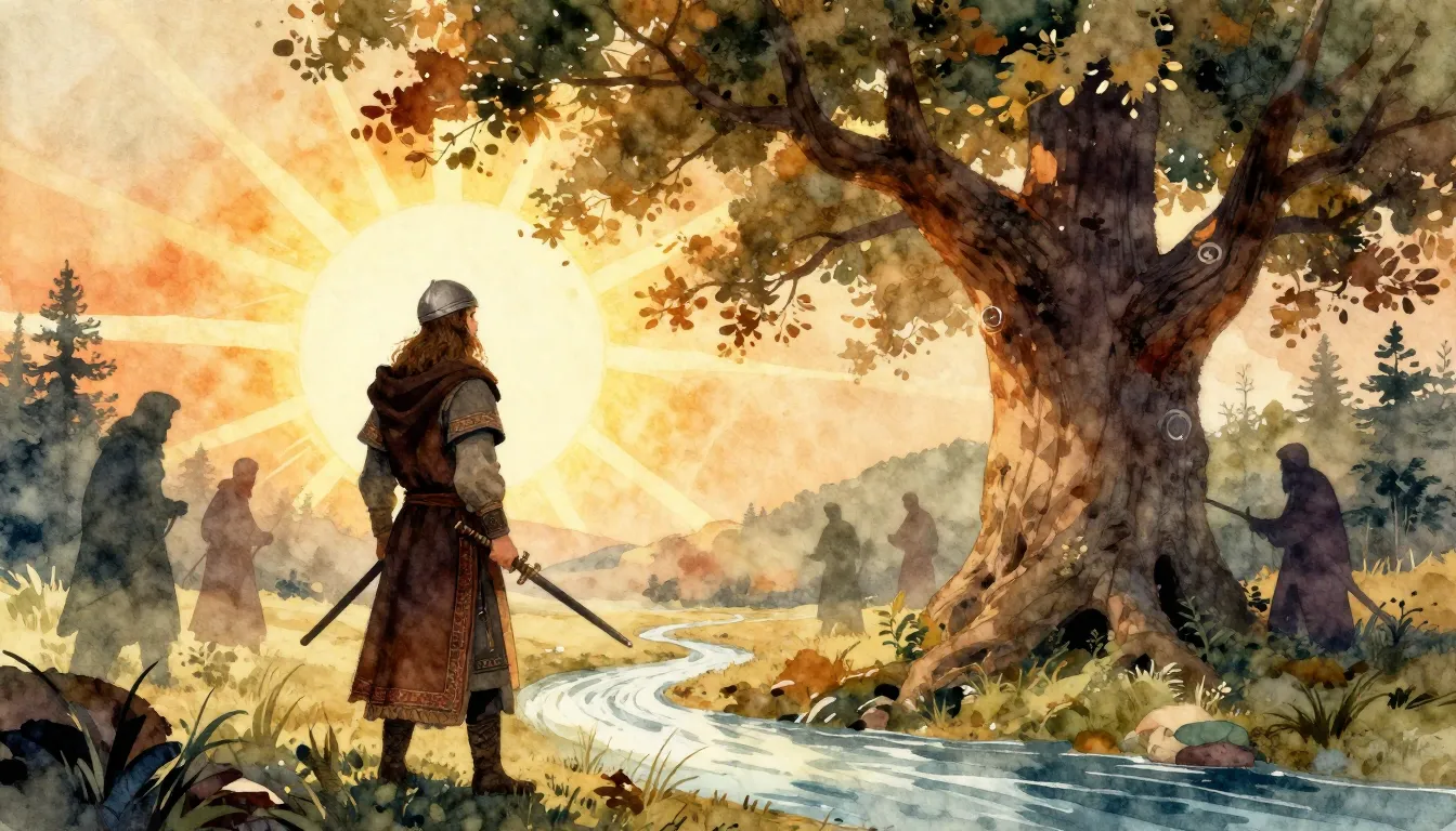 Vibrant watercolor style. Folk song album cover: ancient Sla...