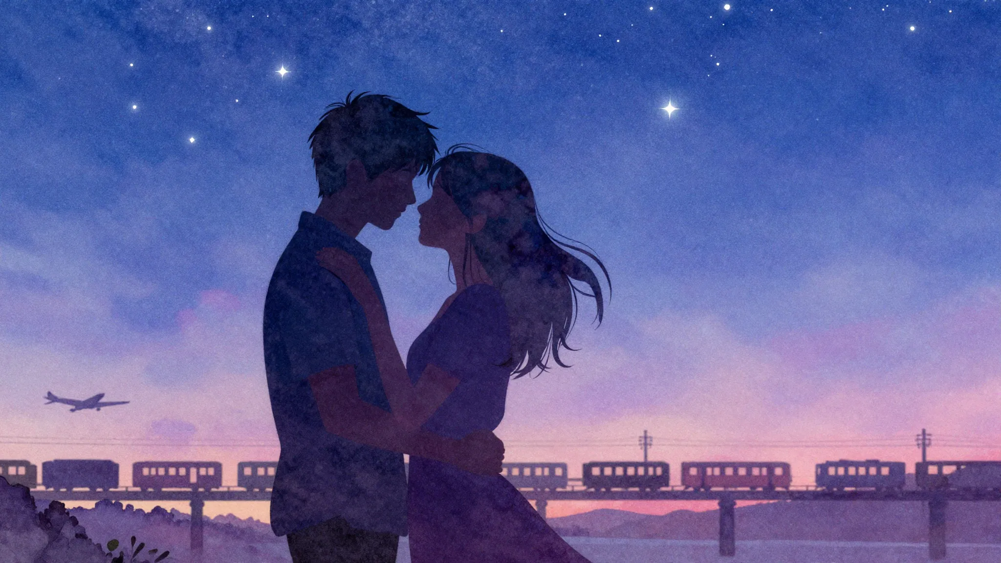 Vibrant watercolor style. Rap album cover: silhouette of a c...