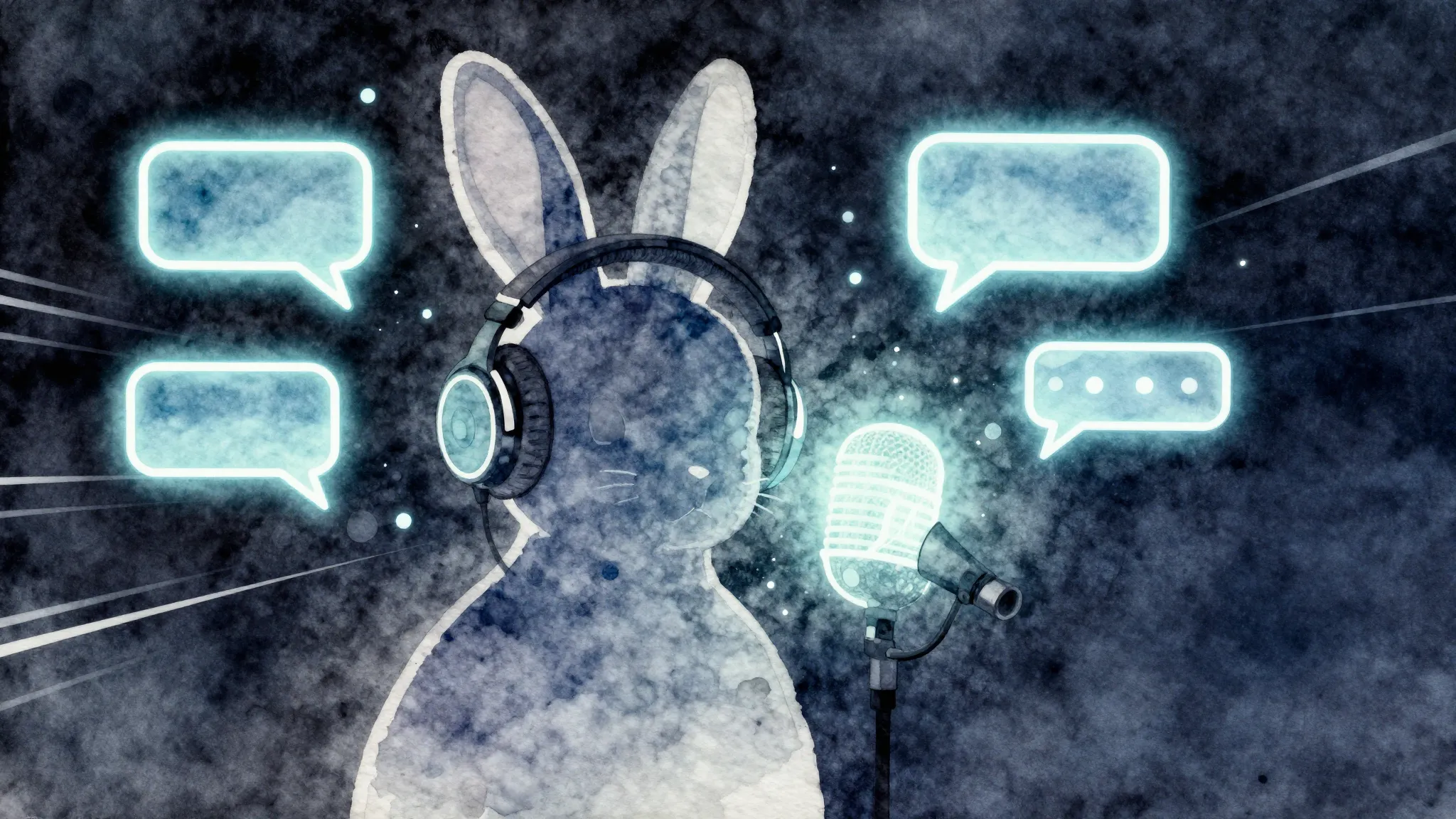 Watercolor style. A stylized silhouette of a rabbit with hea...