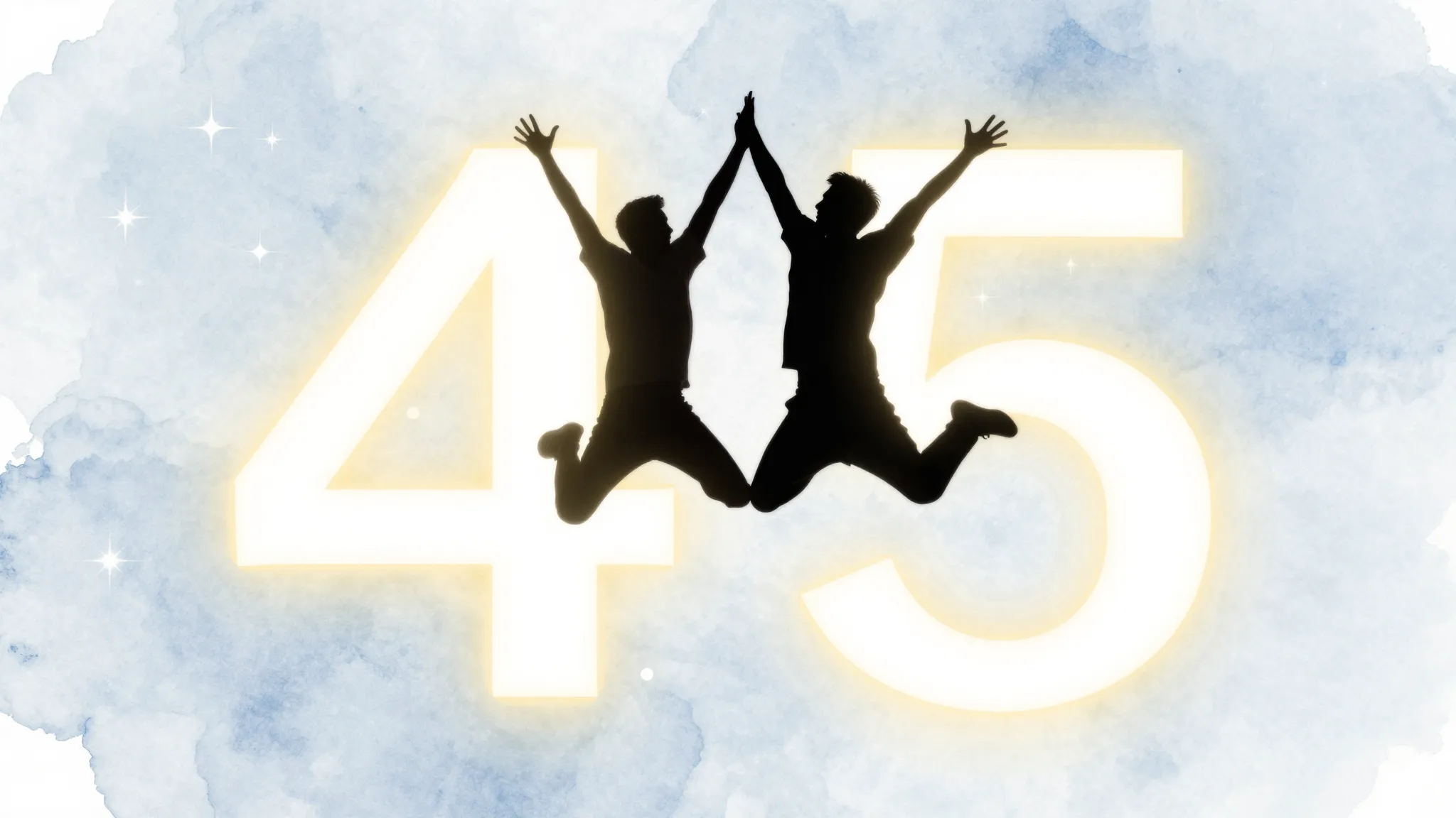 Watercolor style. A minimalist silhouette of a man jumping f...