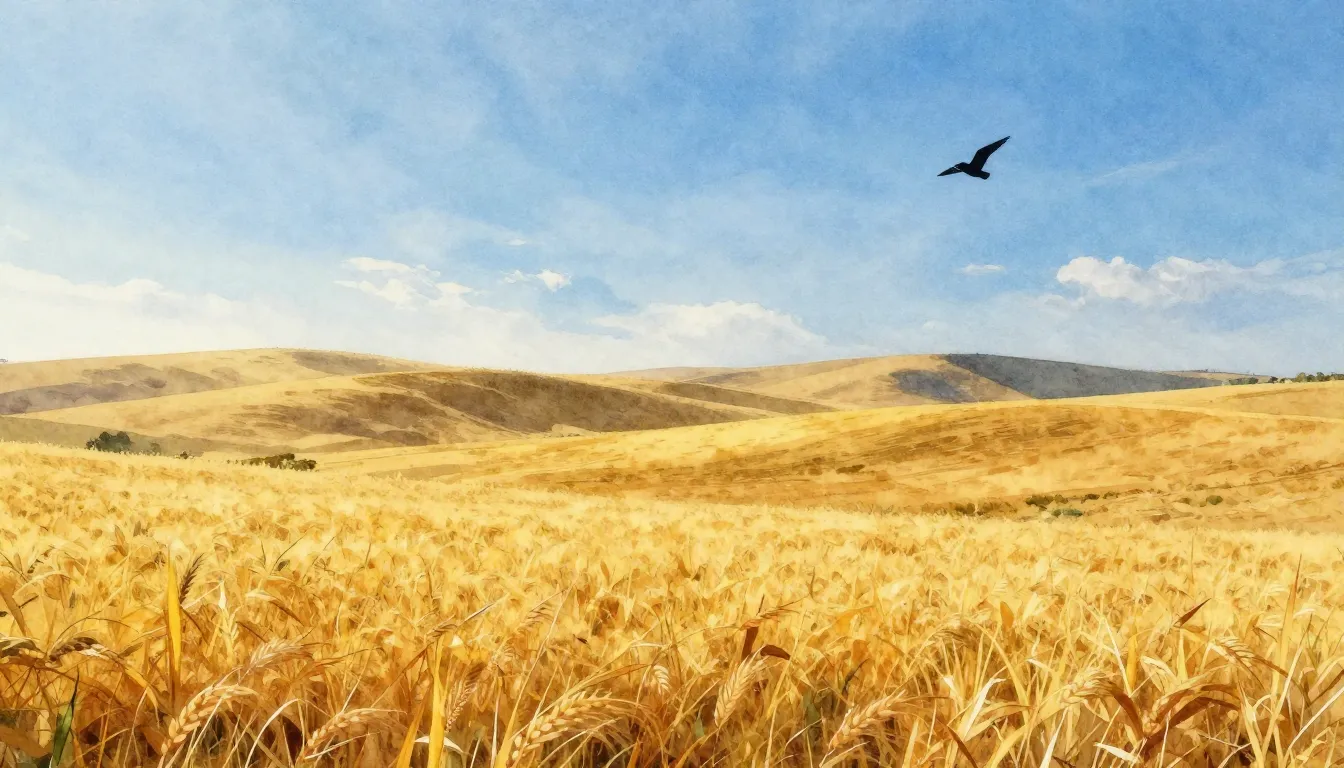 Watercolor style. A beautiful landscape of endless golden fi...