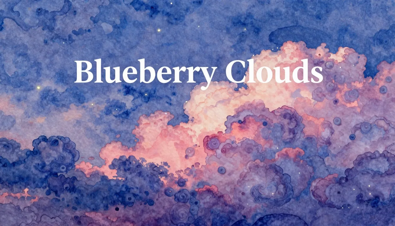 Vibrant watercolor style. Dreamy ambient album cover, "Blueb...