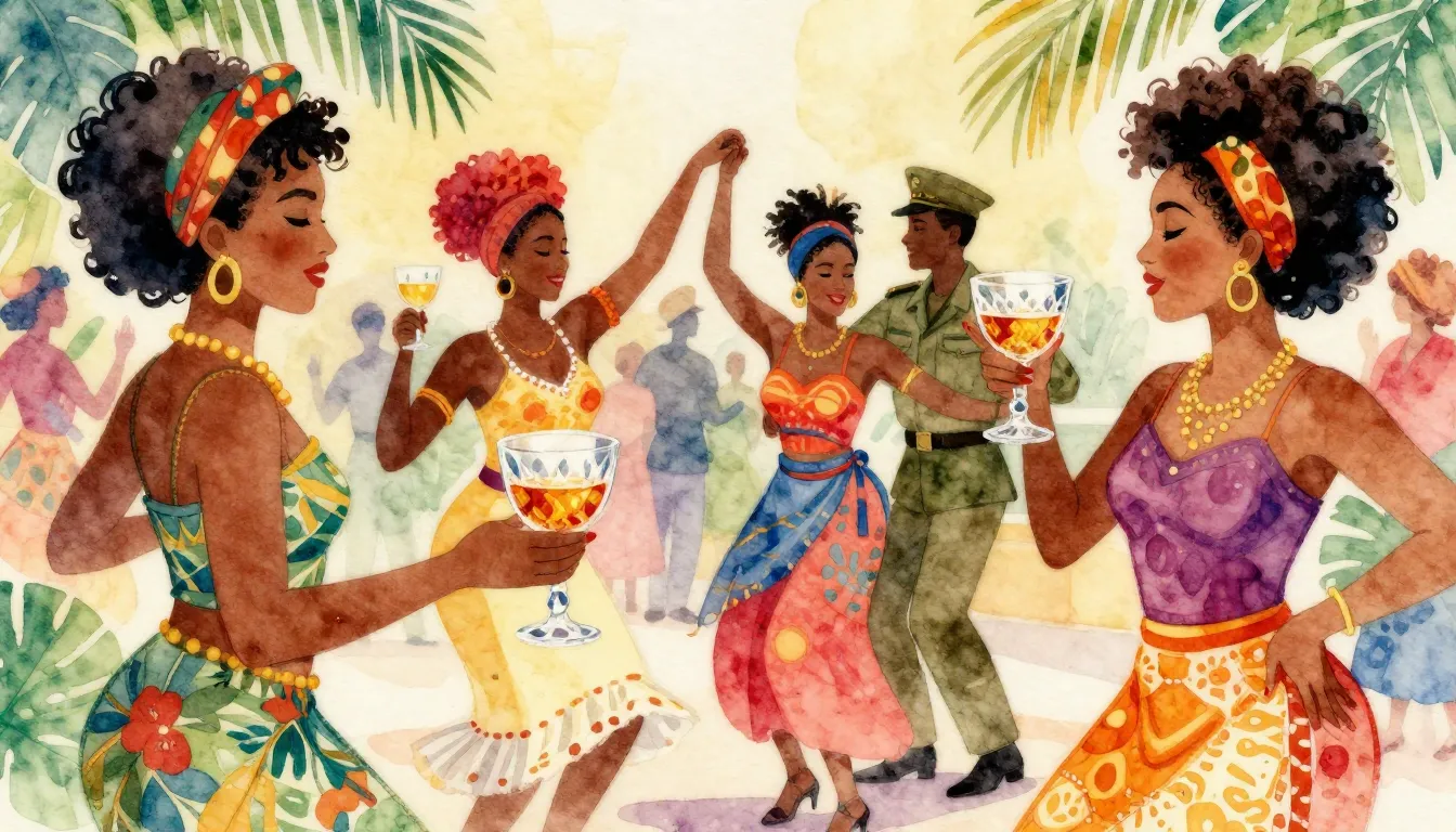 Vibrant watercolor style. Afro-Cuban dance music album cover...