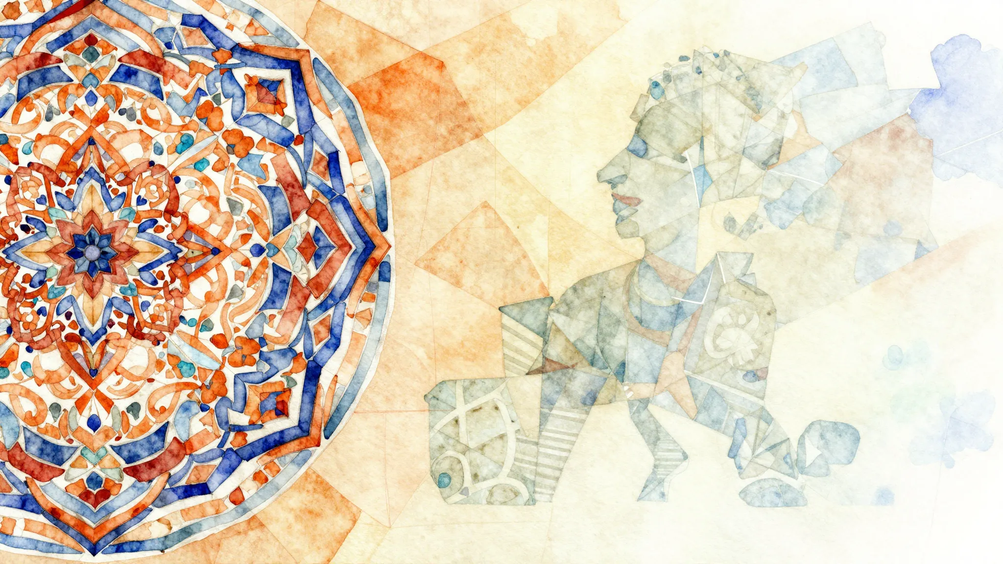 Watercolor style. A stylized, abstract image of a beautiful,...