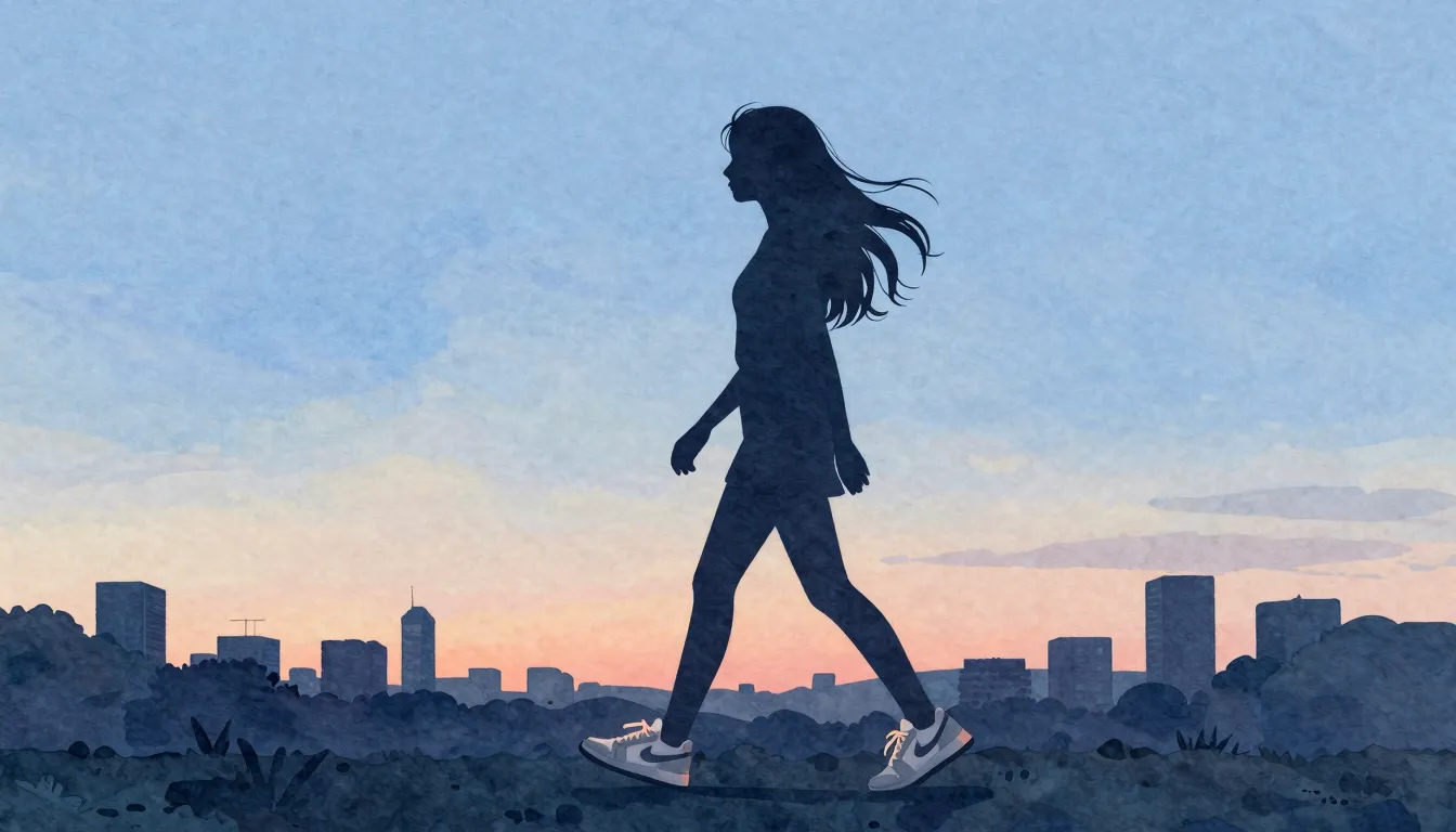 Watercolor style. Silhouette of a girl with long flowing hai...