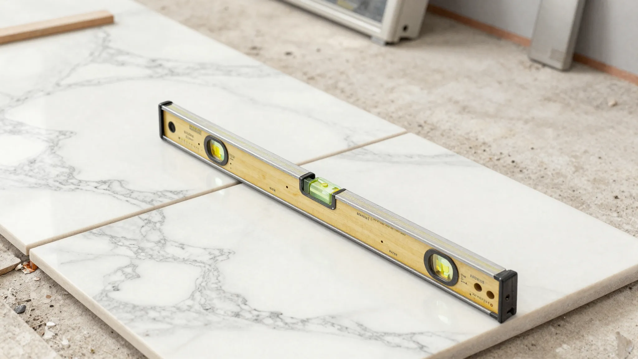 Watercolor style. Close-up of professional tile leveling sys...