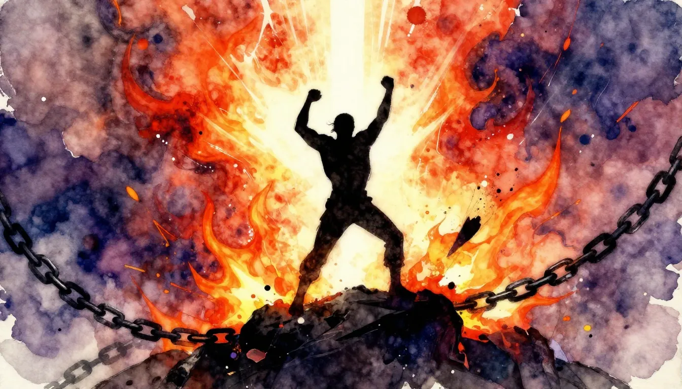 Vibrant watercolor style. Rock album cover, empowering, inte...