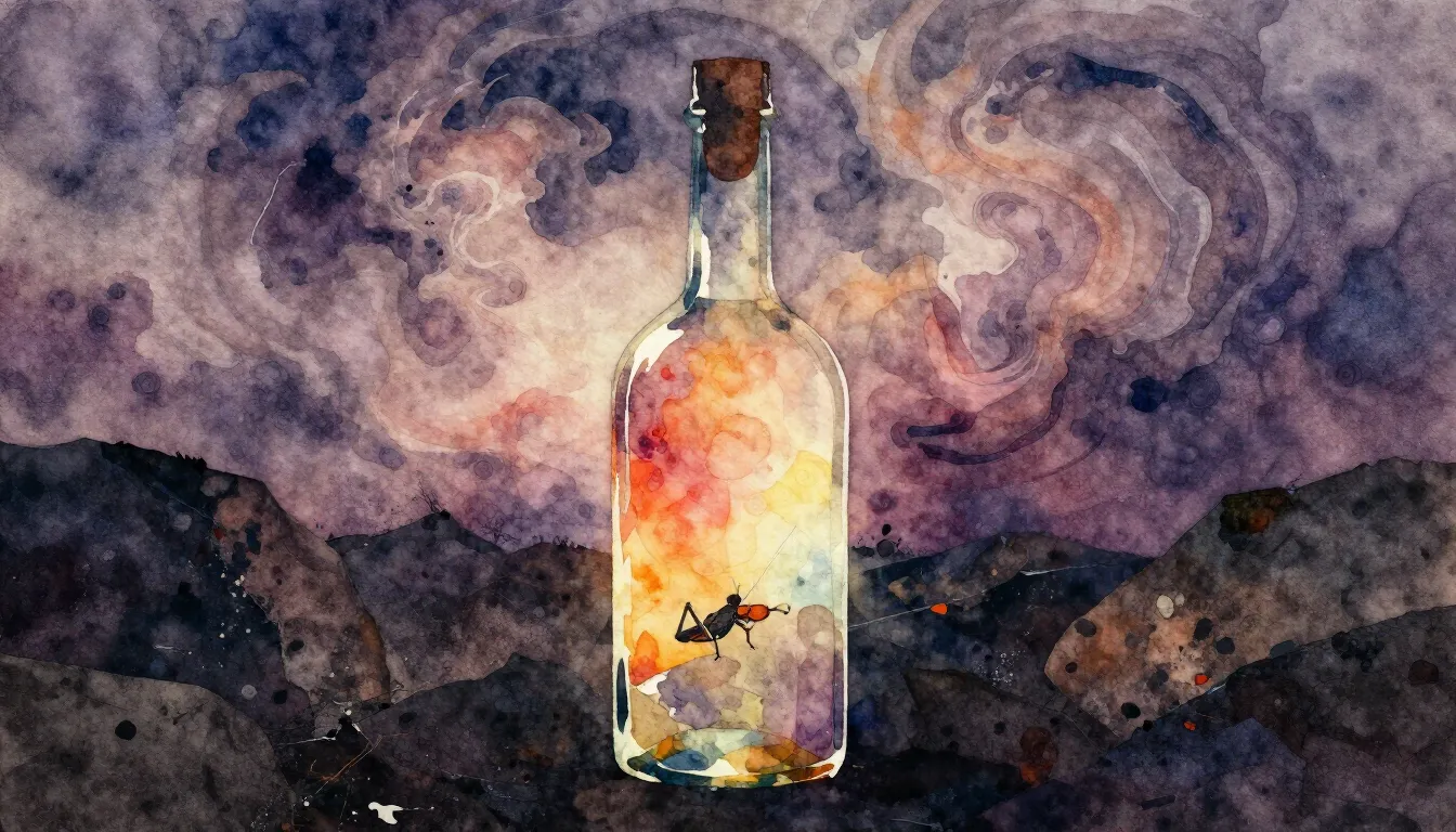 Vibrant watercolor style. Rock album cover. A stylized, abst...