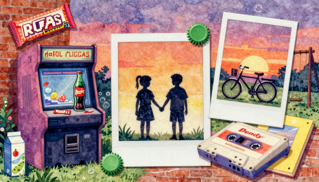 Vibrant watercolor style. Retro rap album cover, nostalgic 9...