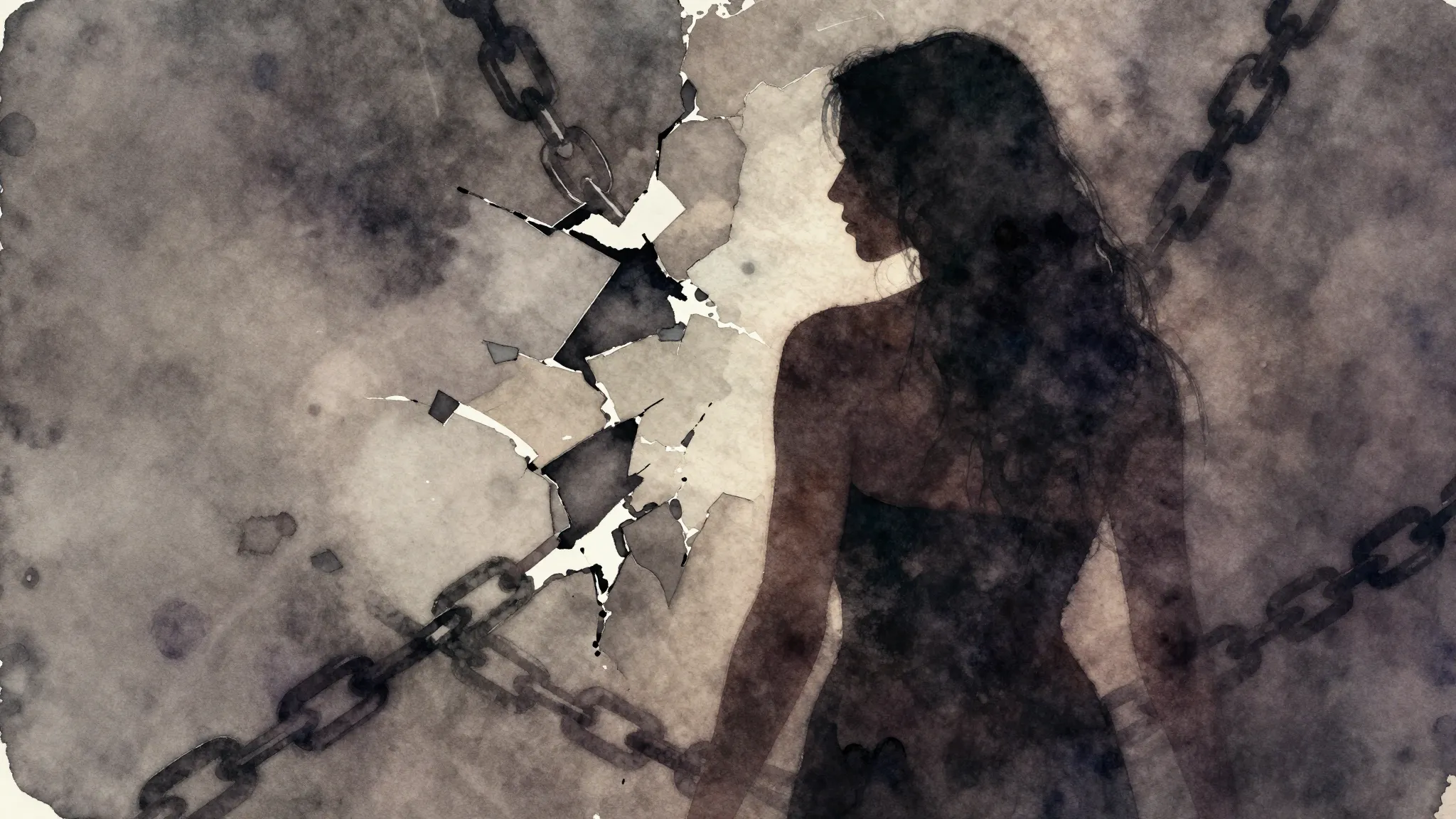 Vibrant watercolor style. Dark, abstract, and powerful album...