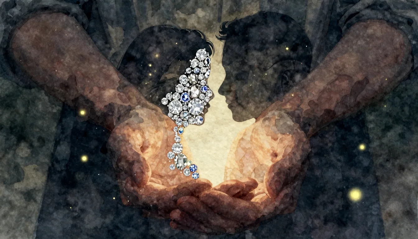 Watercolor style. A silhouette of a woman's face made of spa...