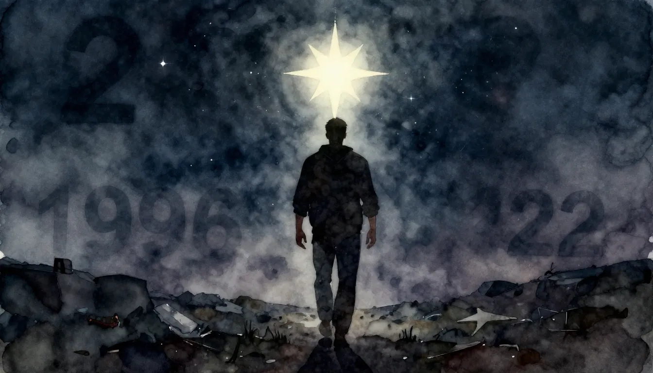 Watercolor style. Silhouette of a strong man walking towards...