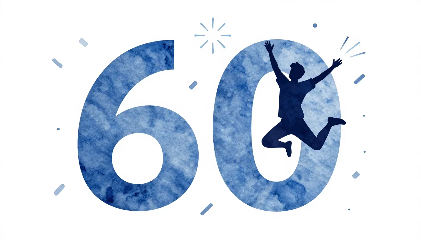 Watercolor style. Silhouette of a joyful man jumping against...