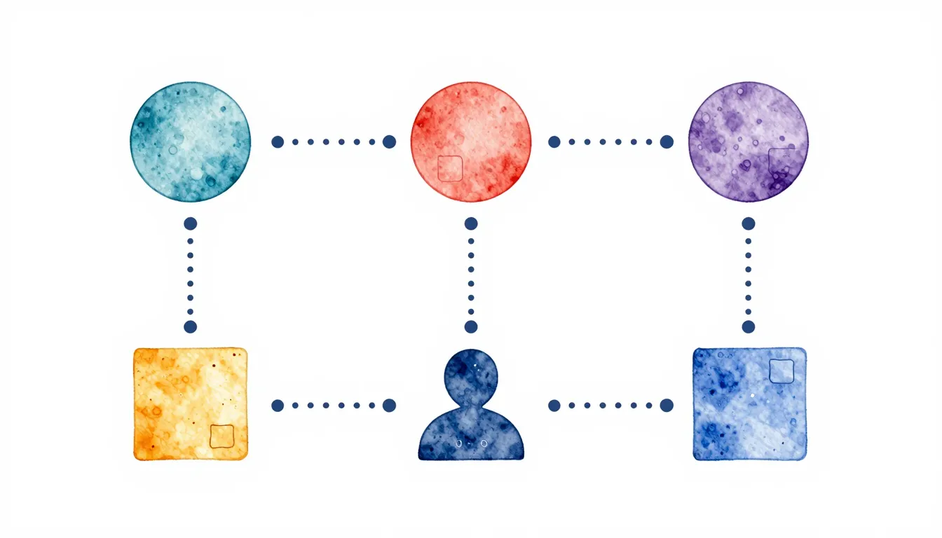 Watercolor style. A minimalist and clean graphic showing sev...