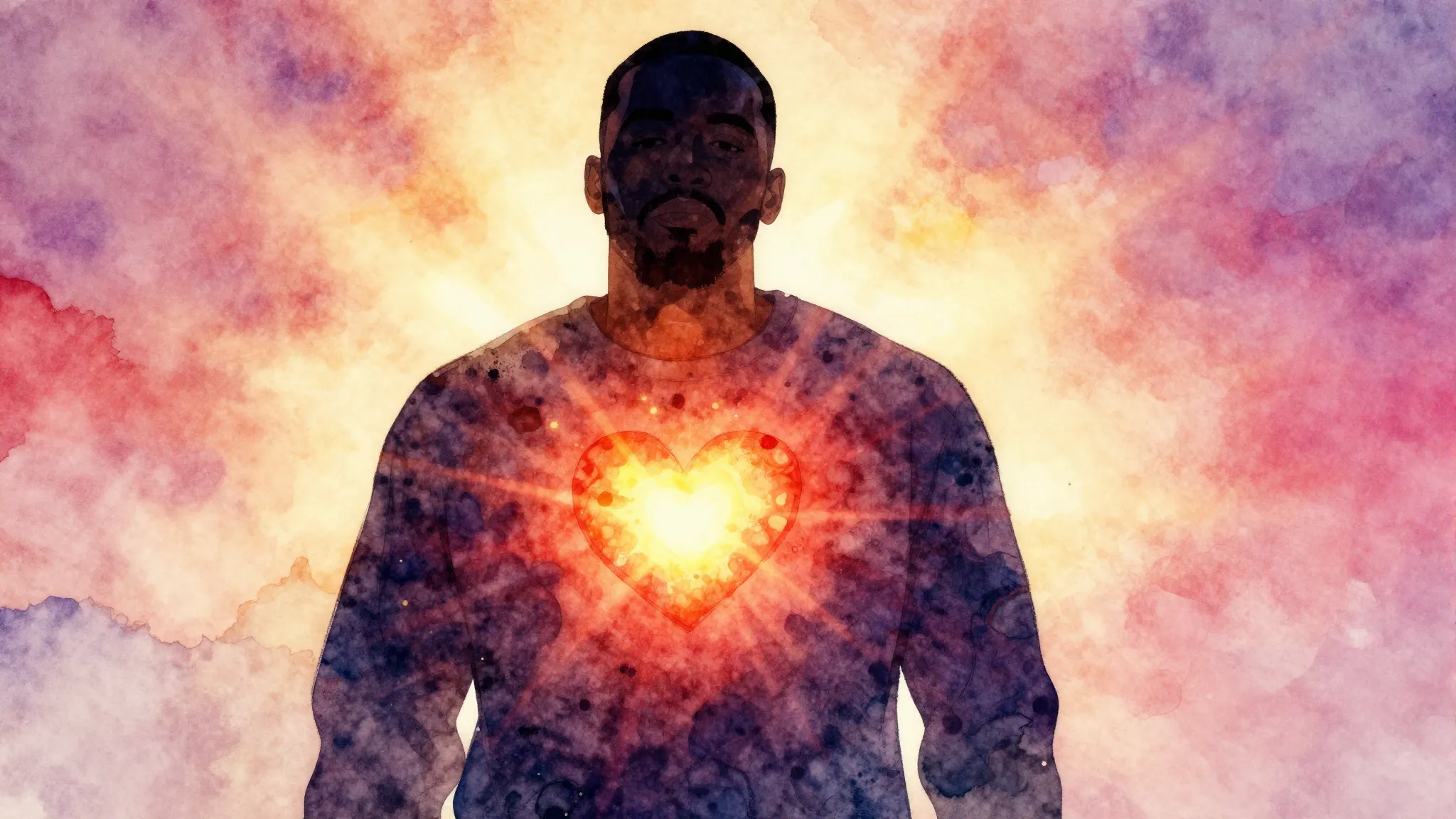 Vibrant watercolor style. Hip-hop album cover: a strong, rel...