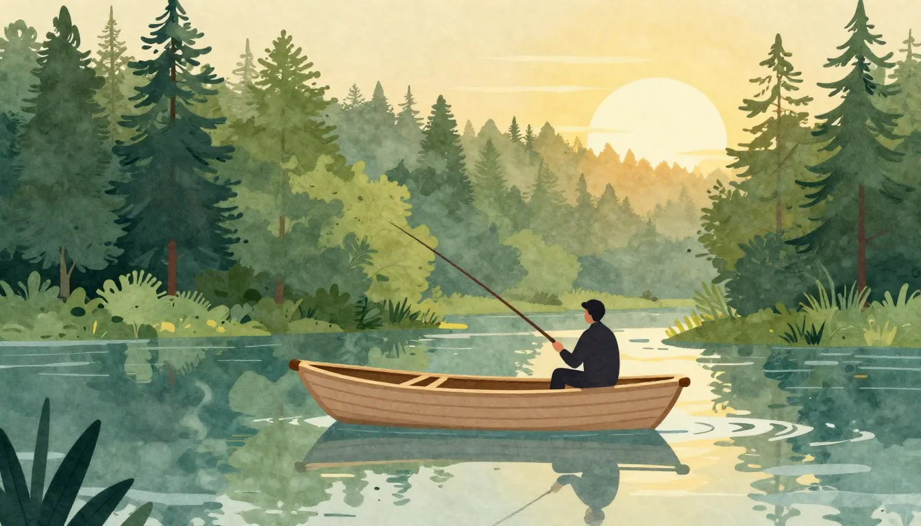 Watercolor style. A small, light boat made of planks on a ca...