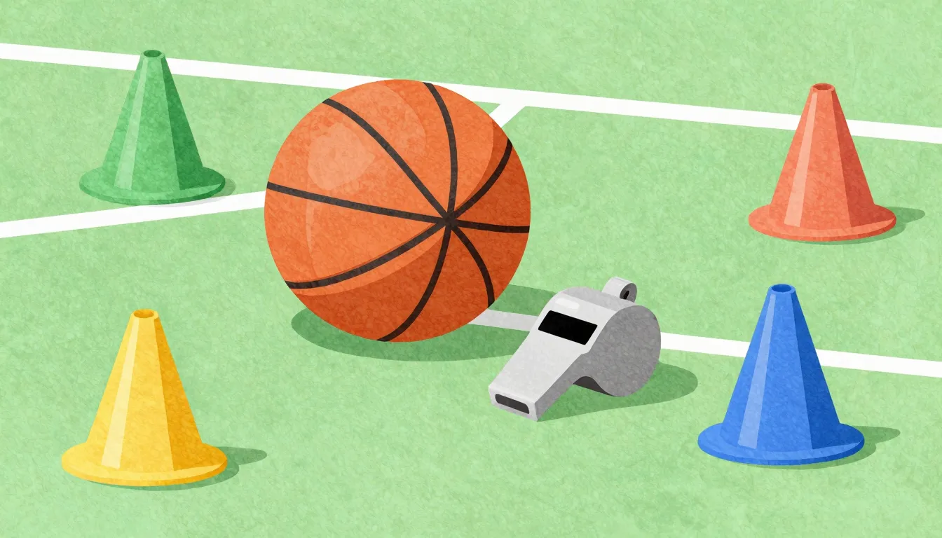 Watercolor style. Abstract composition of sports gear like a...