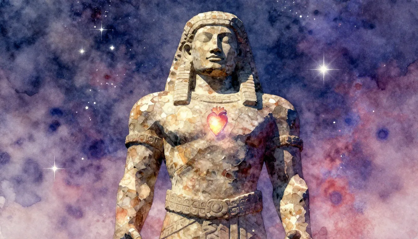 Vibrant watercolor style. Rock album cover, ancient stone fi...