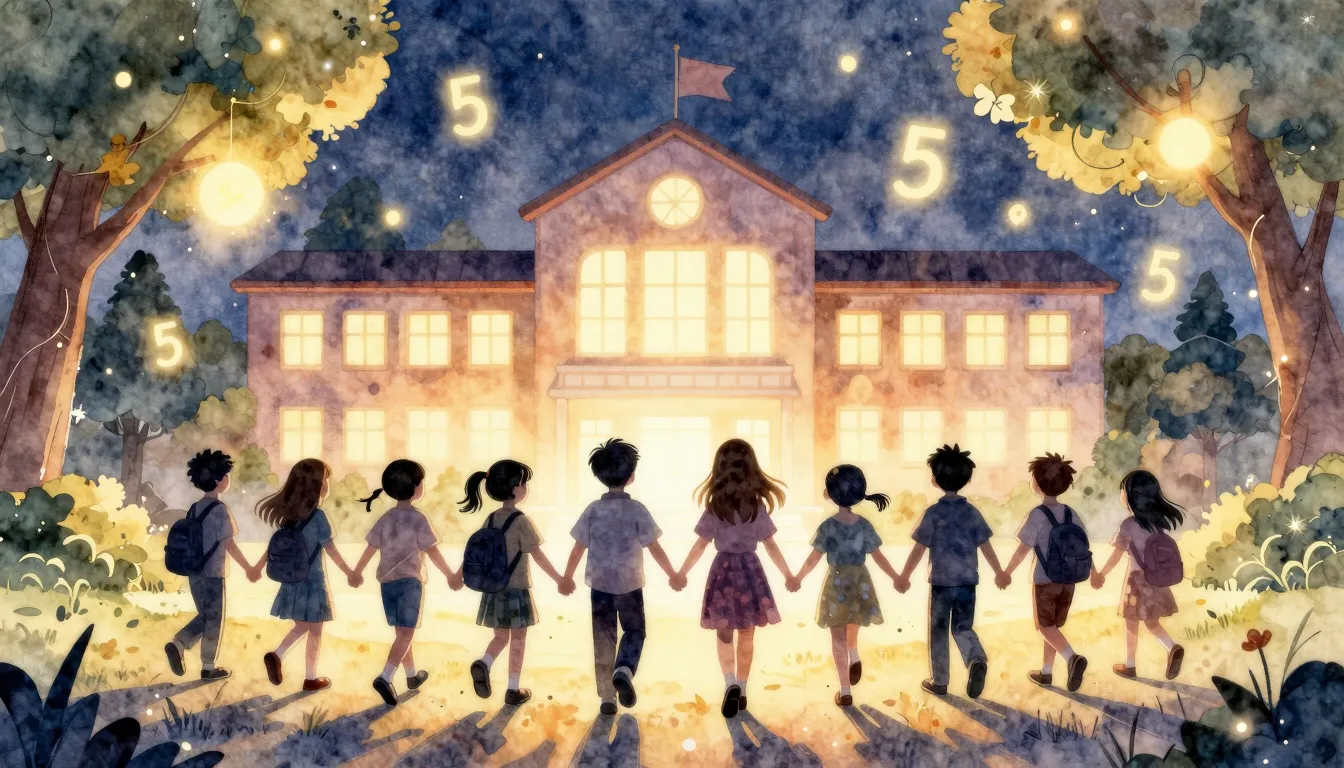 Watercolor style. Silhouette of a group of children holding ...