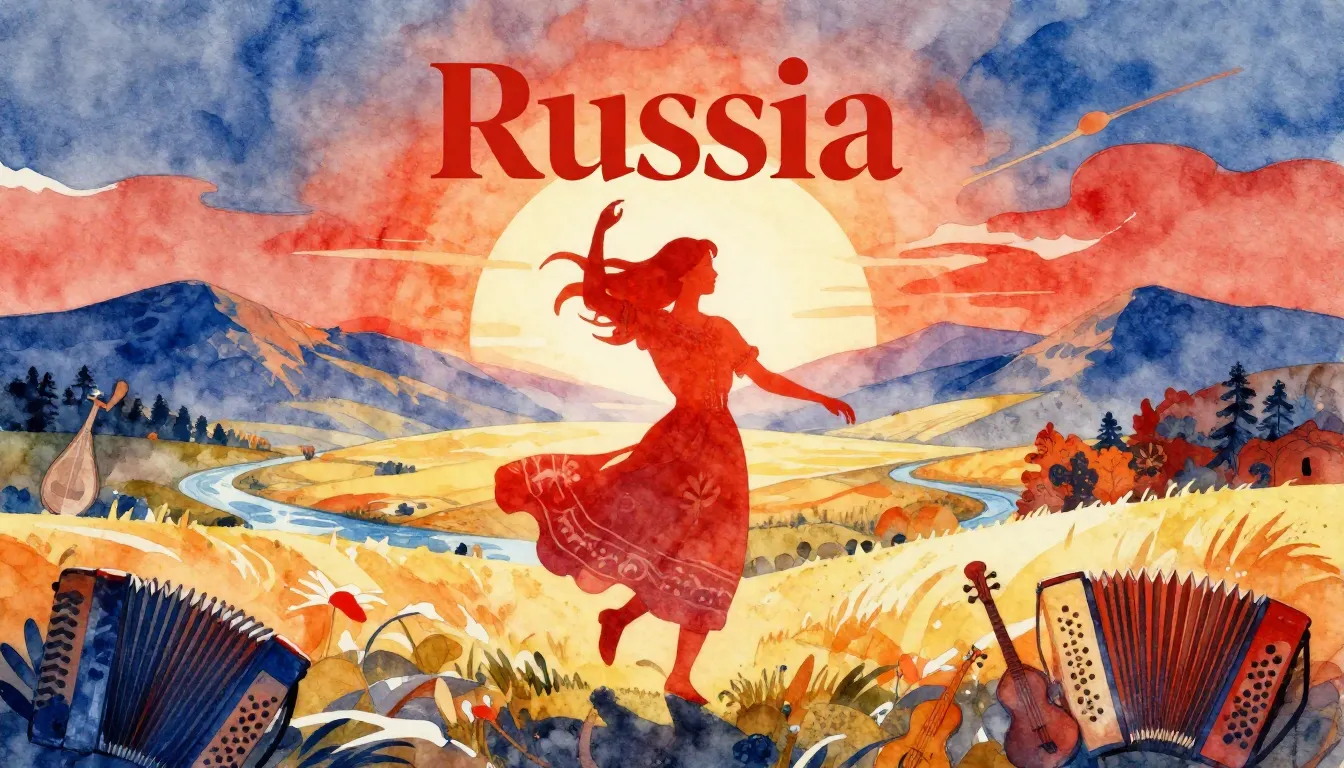 Vibrant watercolor style. Folk music album cover, vibrant, e...