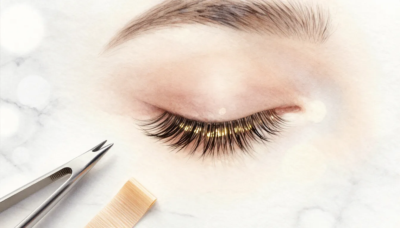 Watercolor style. Close-up of long, beautiful eyelashes with...